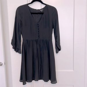 Madewell Black Silk Ruffle Sleeve Mini Dress